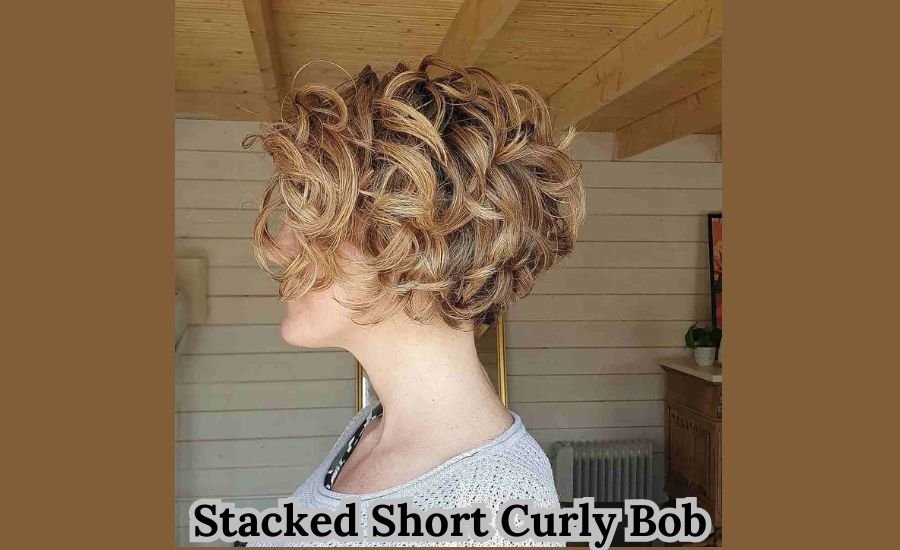 stacked short curly bob