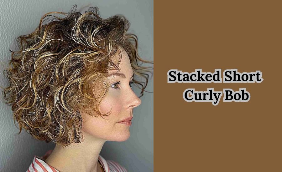 stacked short curly bob