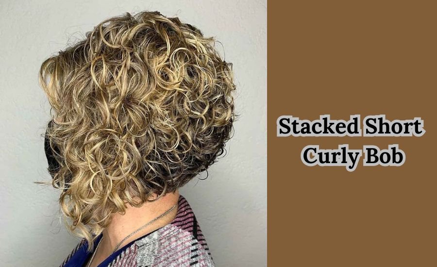 stacked short curly bob